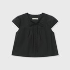 KIIMUIR (Women) Button cap sleeve short sleeve blouse_Black