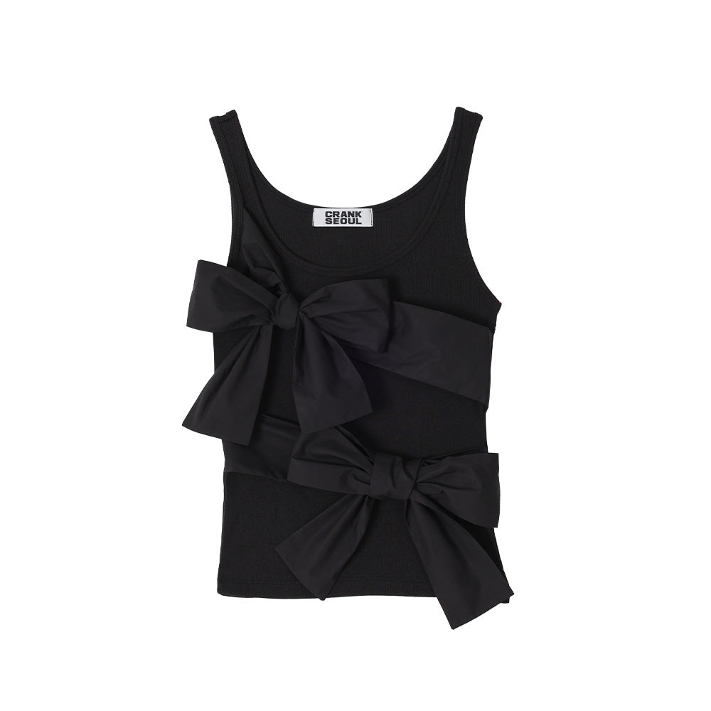 CRANK DOUBLE RIBBON-TIED SLEEVELESS_BLACK