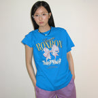 RONRON VINTAGE DOUBLE RIBBON BASIC FIT T SHIRT BLUE