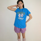 RONRON VINTAGE DOUBLE RIBBON BASIC FIT T SHIRT BLUE