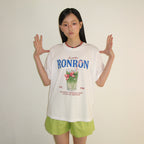 RONRON RIBBON MATCHA BASIC FIT T SHIRT WHITE