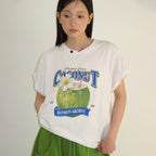 RONRON VINTAGE COCONUT BASIC FIT T SHIRT WHITE