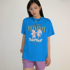 RONRON VINTAGE DOUBLE RIBBON BASIC FIT T SHIRT BLUE