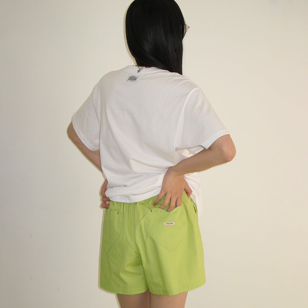 RONRON RIBBON MATCHA BASIC FIT T SHIRT WHITE