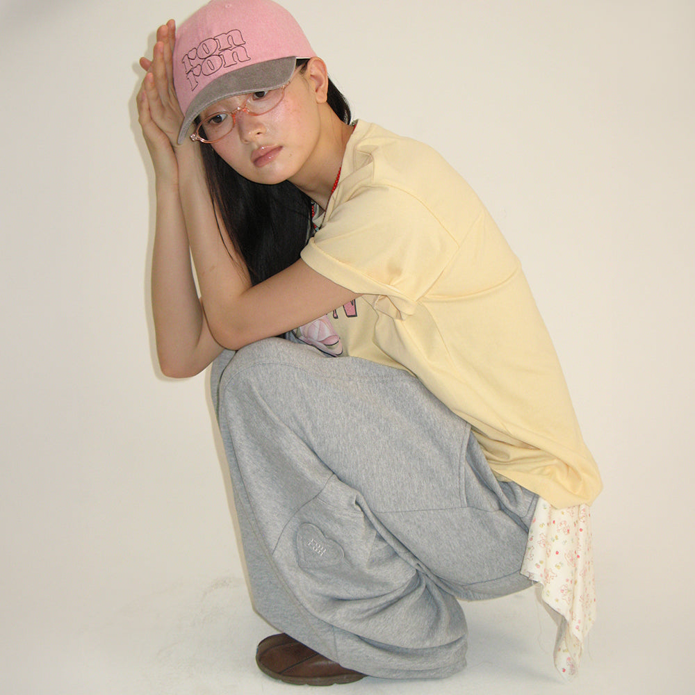 RONRON VINTAGE DOUBLE RIBBON BASIC FIT T SHIRT YELLOW