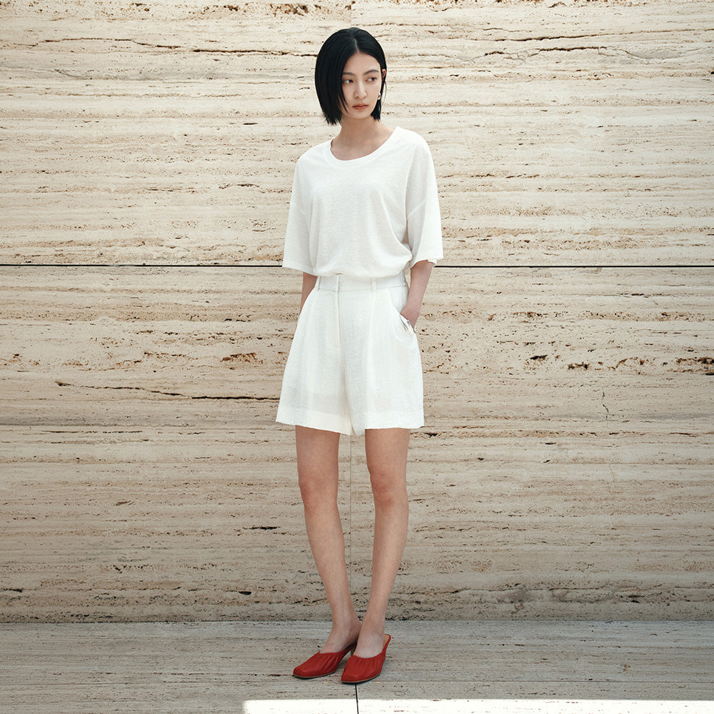 Siyazu SITP5302 U-Neck ST Short Sleeve T-Shirt_White