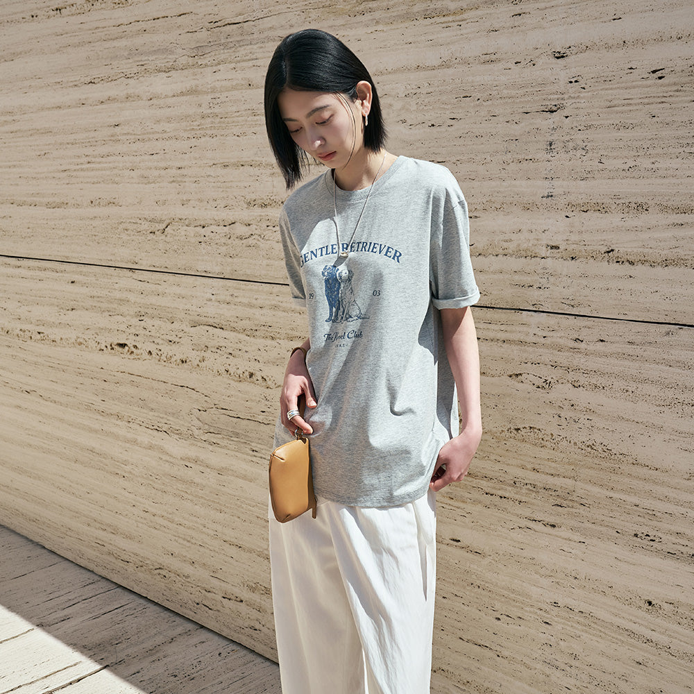 Siyazu SITP5298 Gentle retriever short sleeve t-shirt_Melange gray