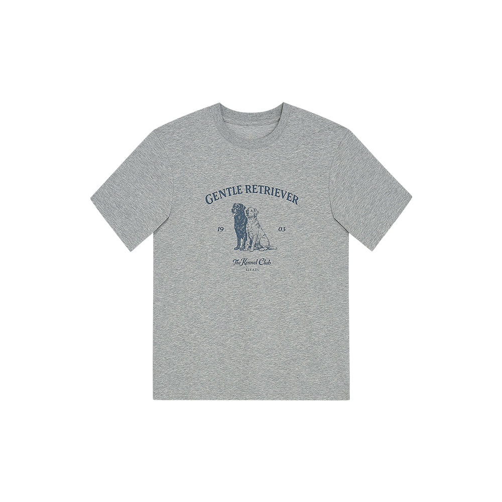 Siyazu SITP5298 Gentle retriever short sleeve t-shirt_Melange gray