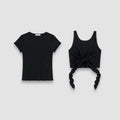 A LOT (Set/2Pack) Wave ribbed layered t & wrap bustier_Black