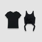 A LOT (Set/2Pack) Wave ribbed layered t & wrap bustier_Black