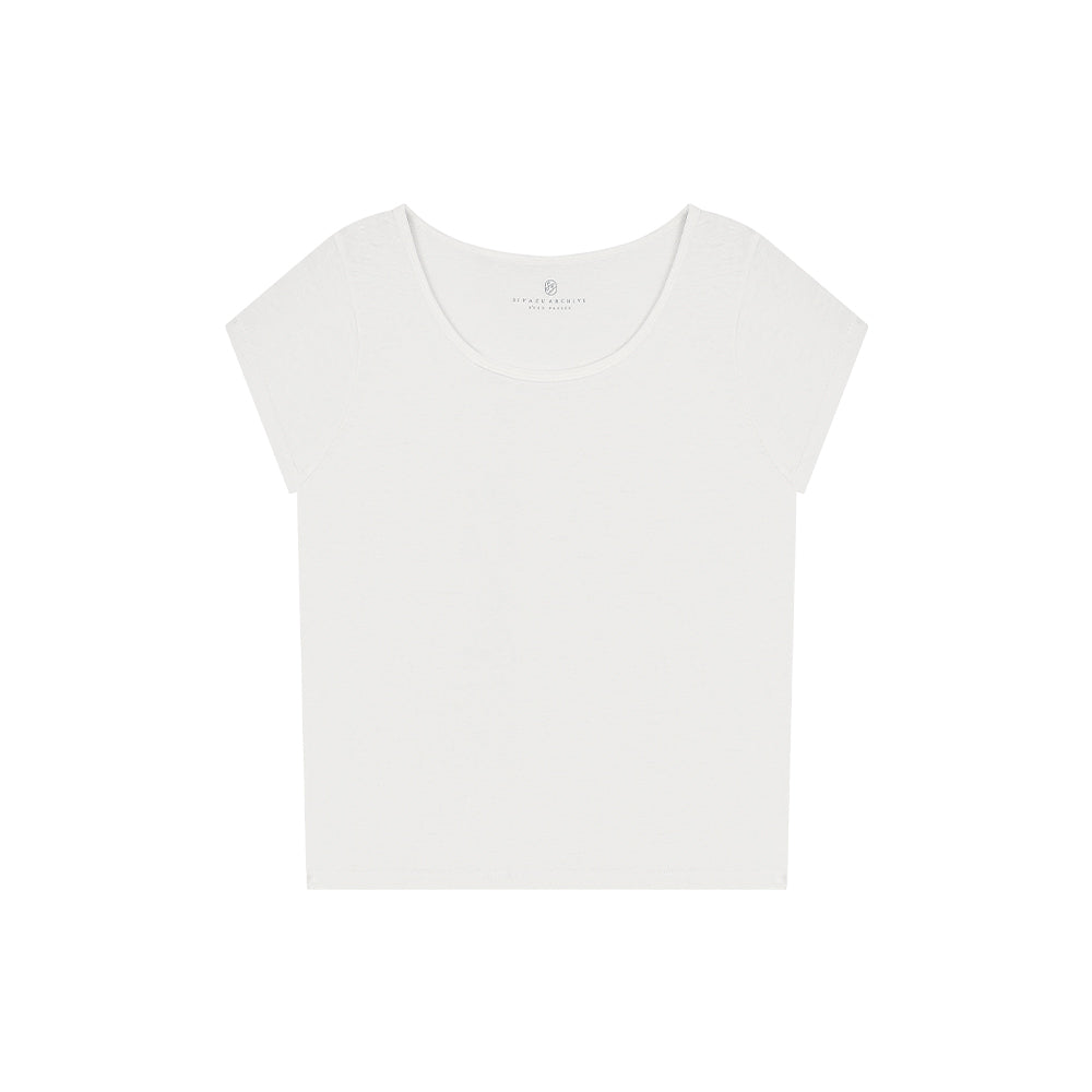 Siyazu [Seo Ji-yeon PICK] SITP5286 Cap sleeve slim short sleeve T-shirt_White