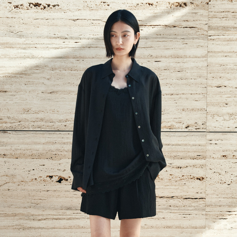 Siyazu SITP5278 Soft Sheer Summer Shirt_Black