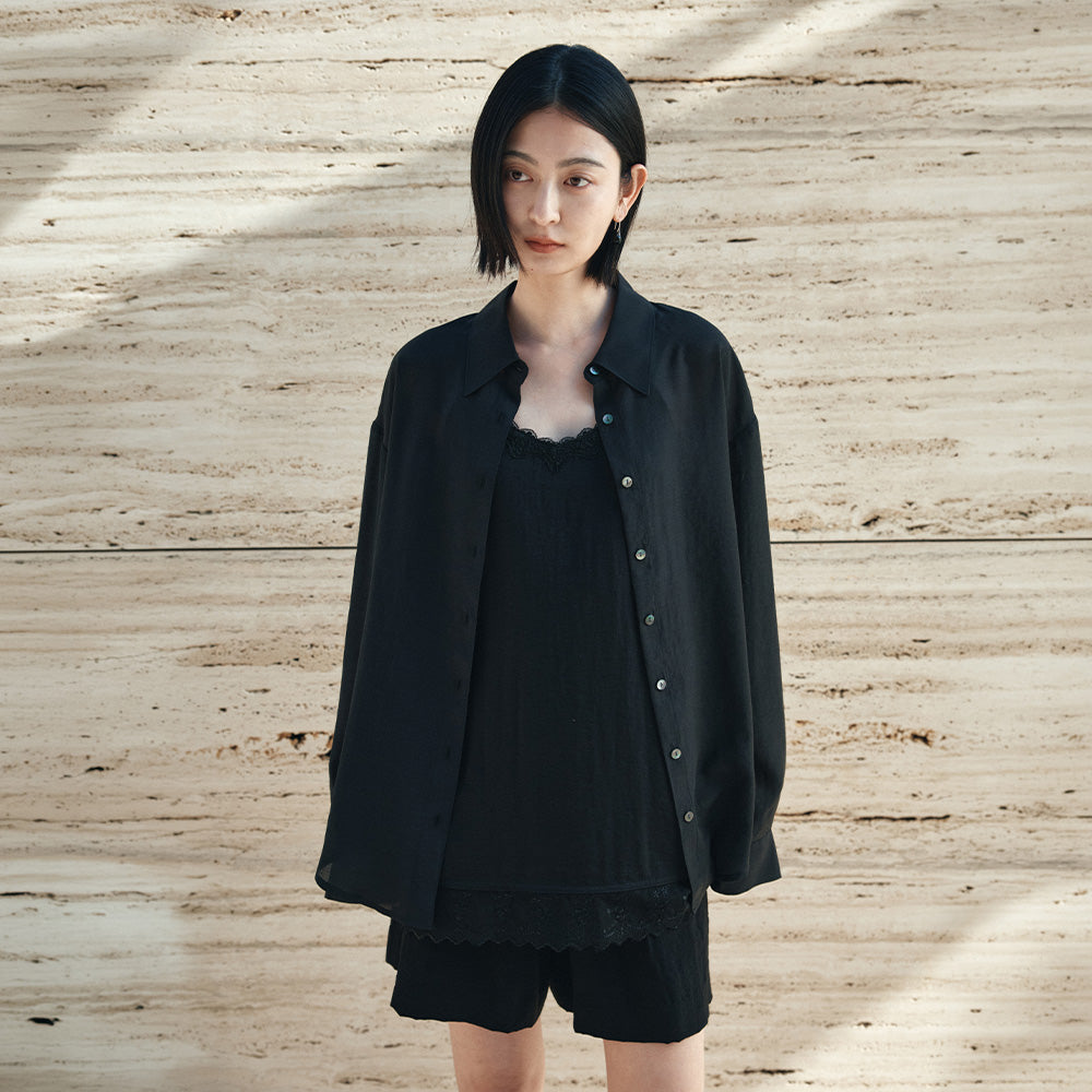 Siyazu SITP5278 Soft Sheer Summer Shirt_Black