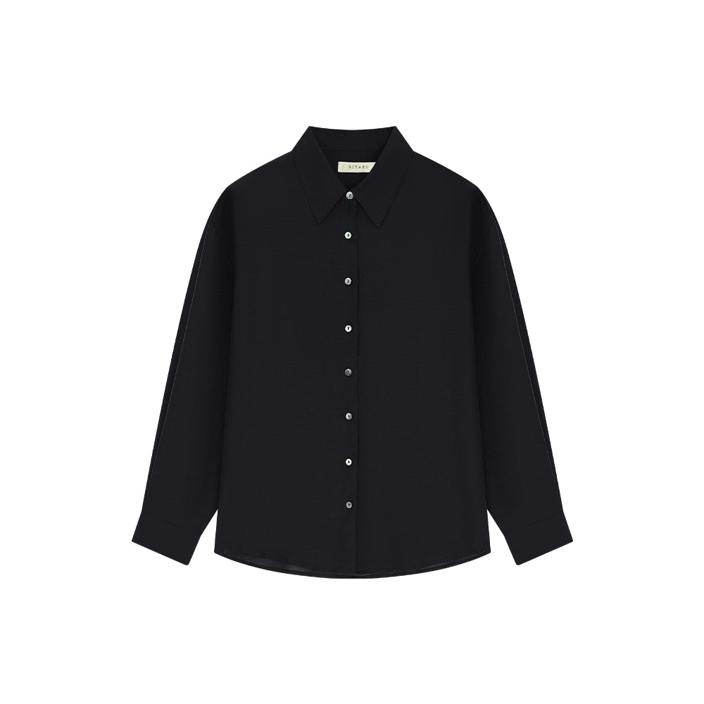 Siyazu SITP5278 Soft Sheer Summer Shirt_Black