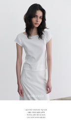 ANDNEEDS Pebble lace scoop tee (white)