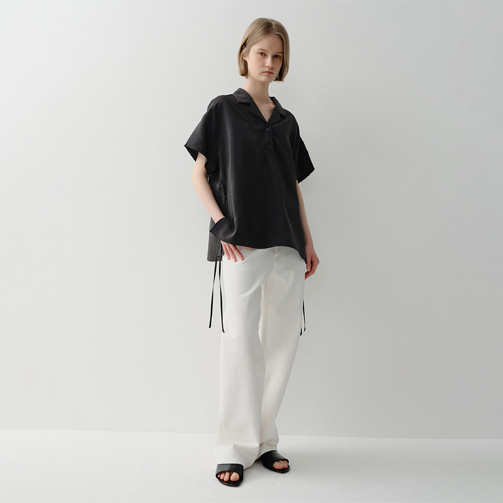 EAAH RAYON DRAWSTRING BLOUSE (BLACK)