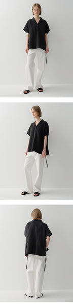EAAH RAYON DRAWSTRING BLOUSE (BLACK)