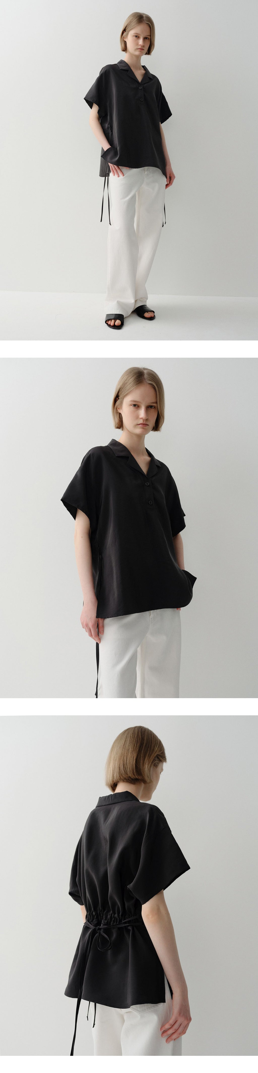 EAAH RAYON DRAWSTRING BLOUSE (BLACK)