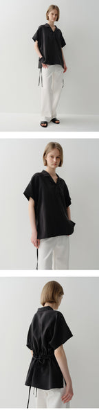 EAAH RAYON DRAWSTRING BLOUSE (BLACK)