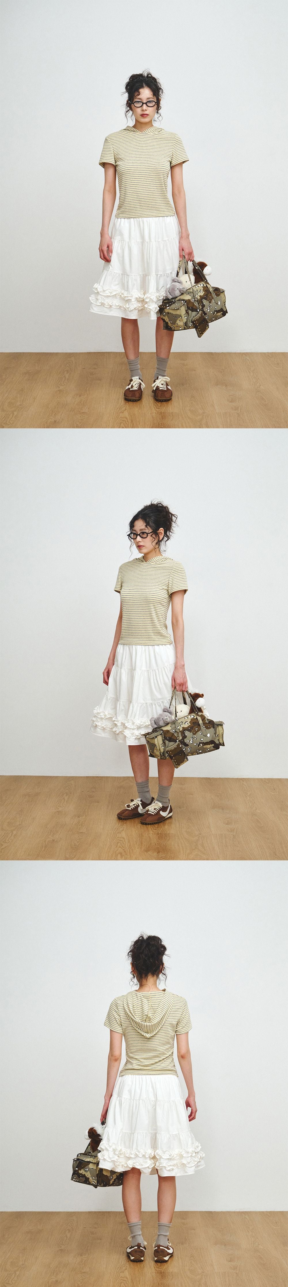 PLZPROJECT SHORT SLEEVE HOODED T-SHIRT, BUTTER
