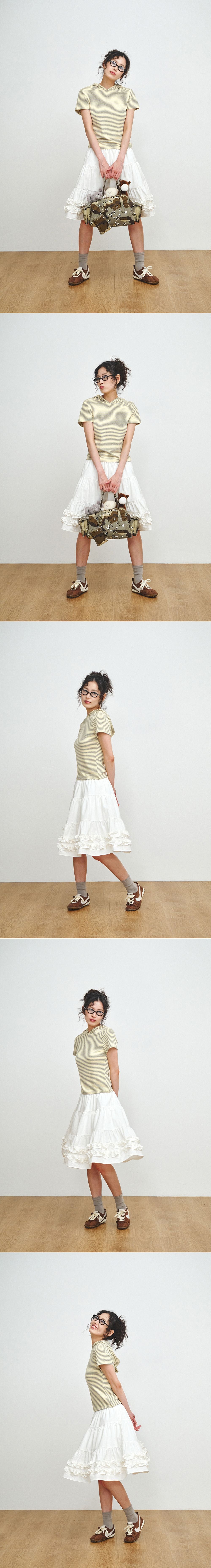 PLZPROJECT SHORT SLEEVE HOODED T-SHIRT, BUTTER