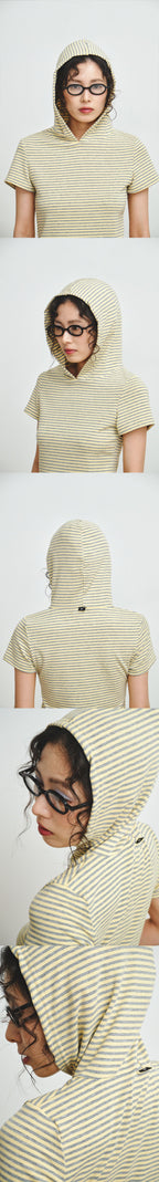 PLZPROJECT SHORT SLEEVE HOODED T-SHIRT, BUTTER