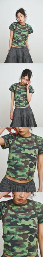 PLZPROJECT CAMO SLEEVELESS TOP