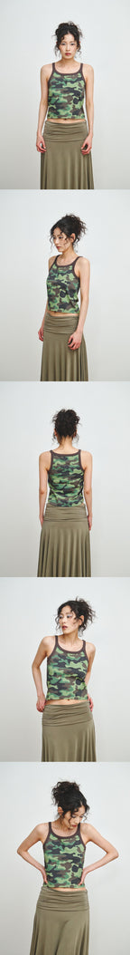 PLZPROJECT CAMO SLEEVELESS TOP