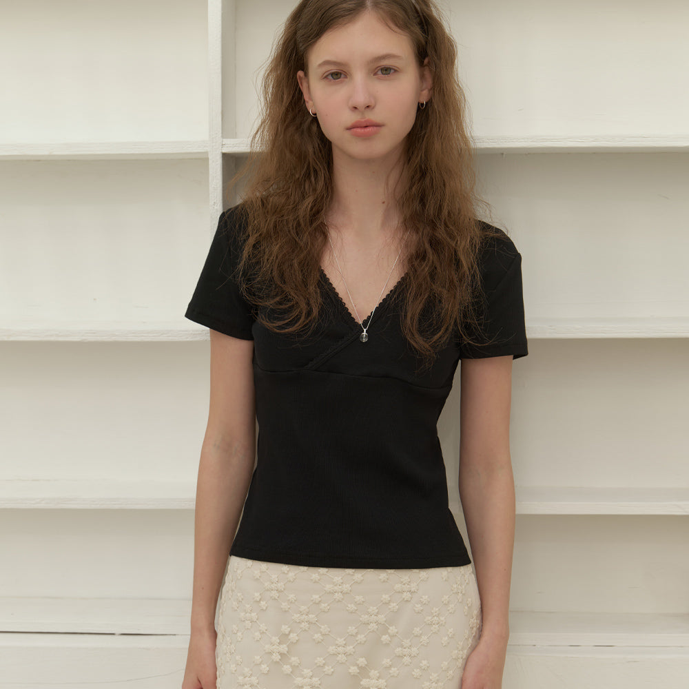 RE_L Sia v lace half t-shirt (black)