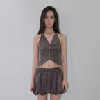 ORDINARY HOLIDAY HALTER NECK TOP [DEEP BROWN ]
