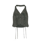 ORDINARY HOLIDAY HALTER NECK TOP [DEEP BROWN ]