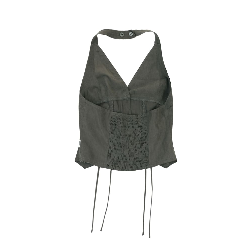 ORDINARY HOLIDAY HALTER NECK TOP [DEEP BROWN ]