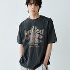 KNITTED (UNISEX) Pigmented palm tree graphic t-shirt CHARCOAL