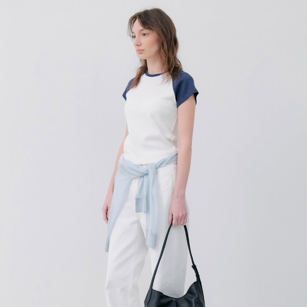 NOTIA RAGLAN HALF SLEEVE T-SHIRTS - WHITE/BLUE