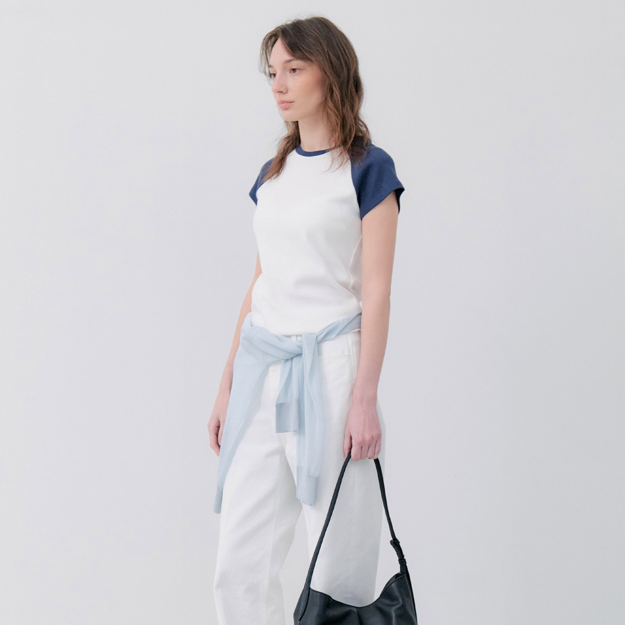 NOTIA RAGLAN HALF SLEEVE T-SHIRTS - WHITE/BLUE