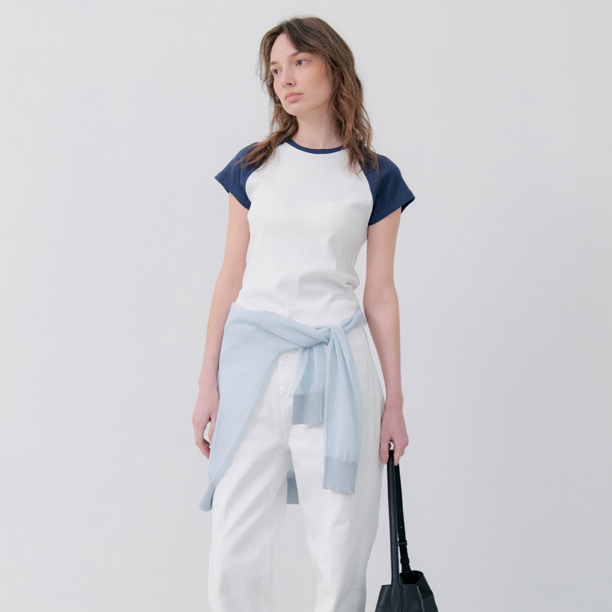 NOTIA RAGLAN HALF SLEEVE T-SHIRTS - WHITE/BLUE