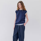 NOTIA SILKET COTTON T-SHIRTS - NAVY