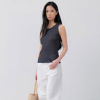 NOTIA SLEEVELESS PLEATS KNIT - CHARCOAL