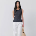 NOTIA SLEEVELESS PLEATS KNIT - CHARCOAL