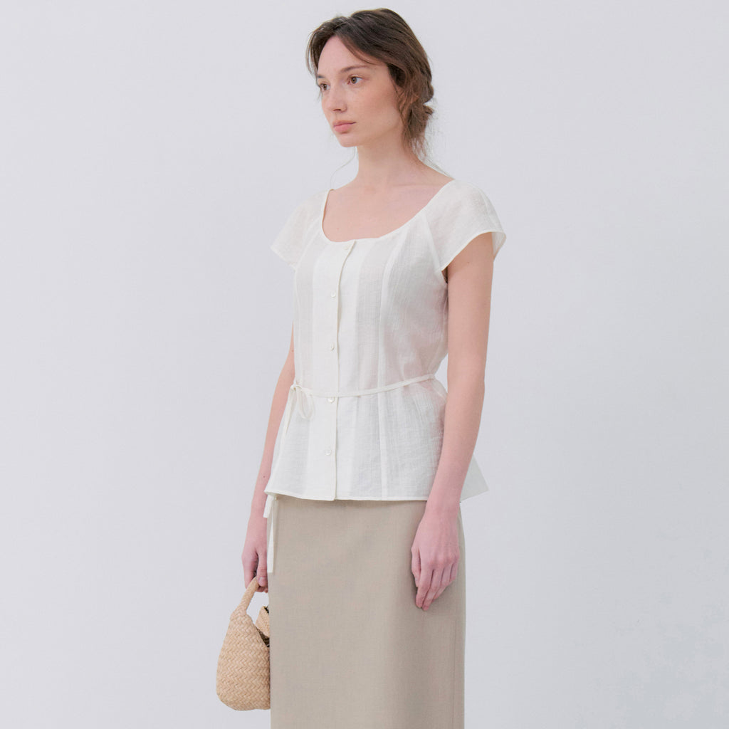 NOTIA WIDE NECK BLOUSE - IVORY