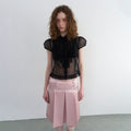 OVERDUE FLAIR VICTORIAN FRILL MESH BLOUSE_BLACK