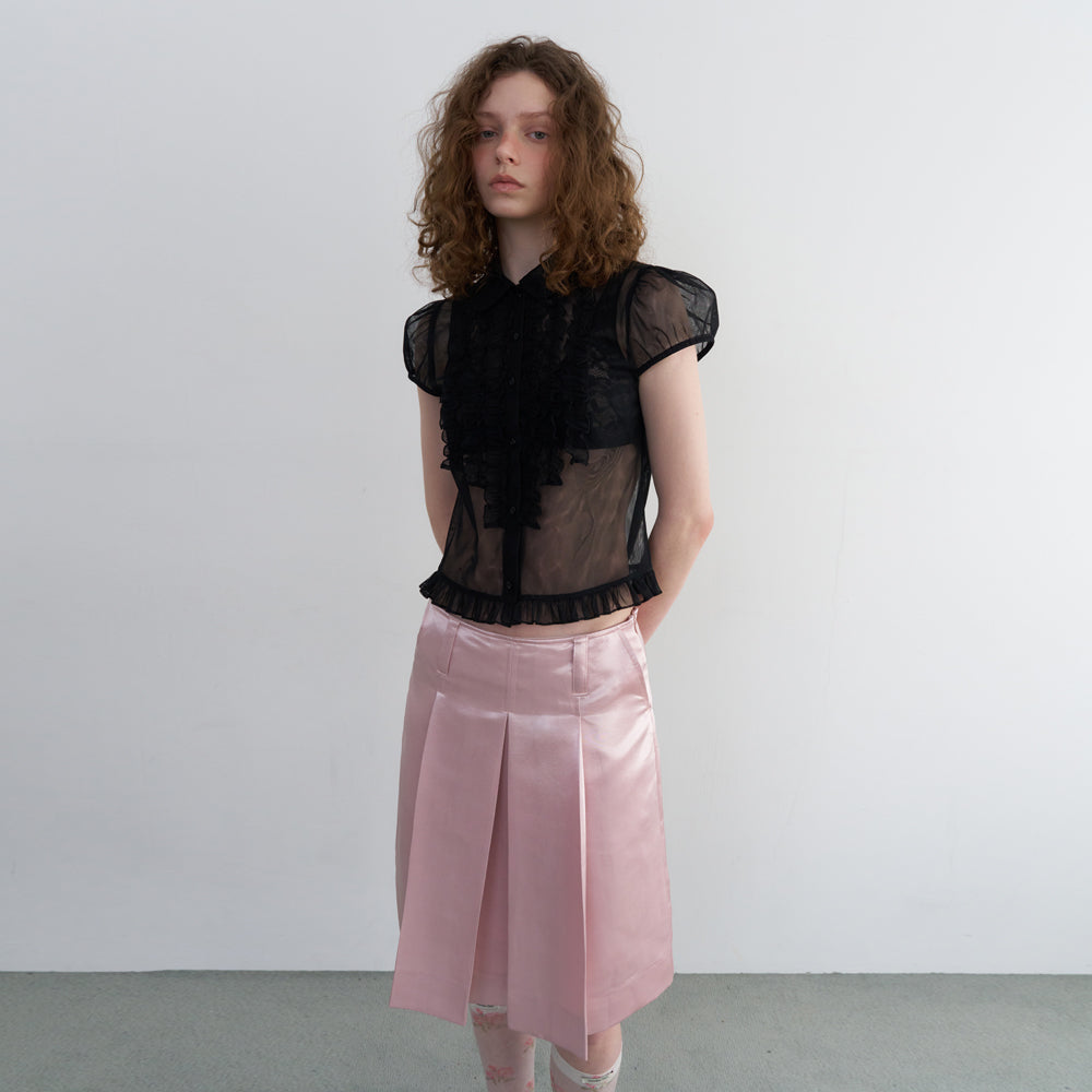 OVERDUE FLAIR VICTORIAN FRILL MESH BLOUSE_BLACK