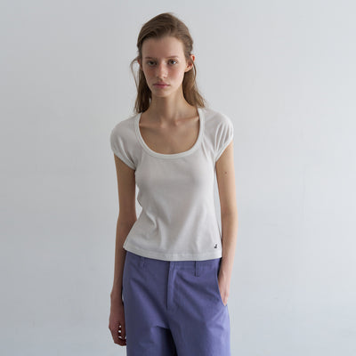SNAP SHOULDER T-SHIRT_WHITE