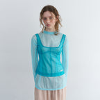 OVERDUE FLAIR MESH CORSET SLEEVELESS_TEAL BLUE