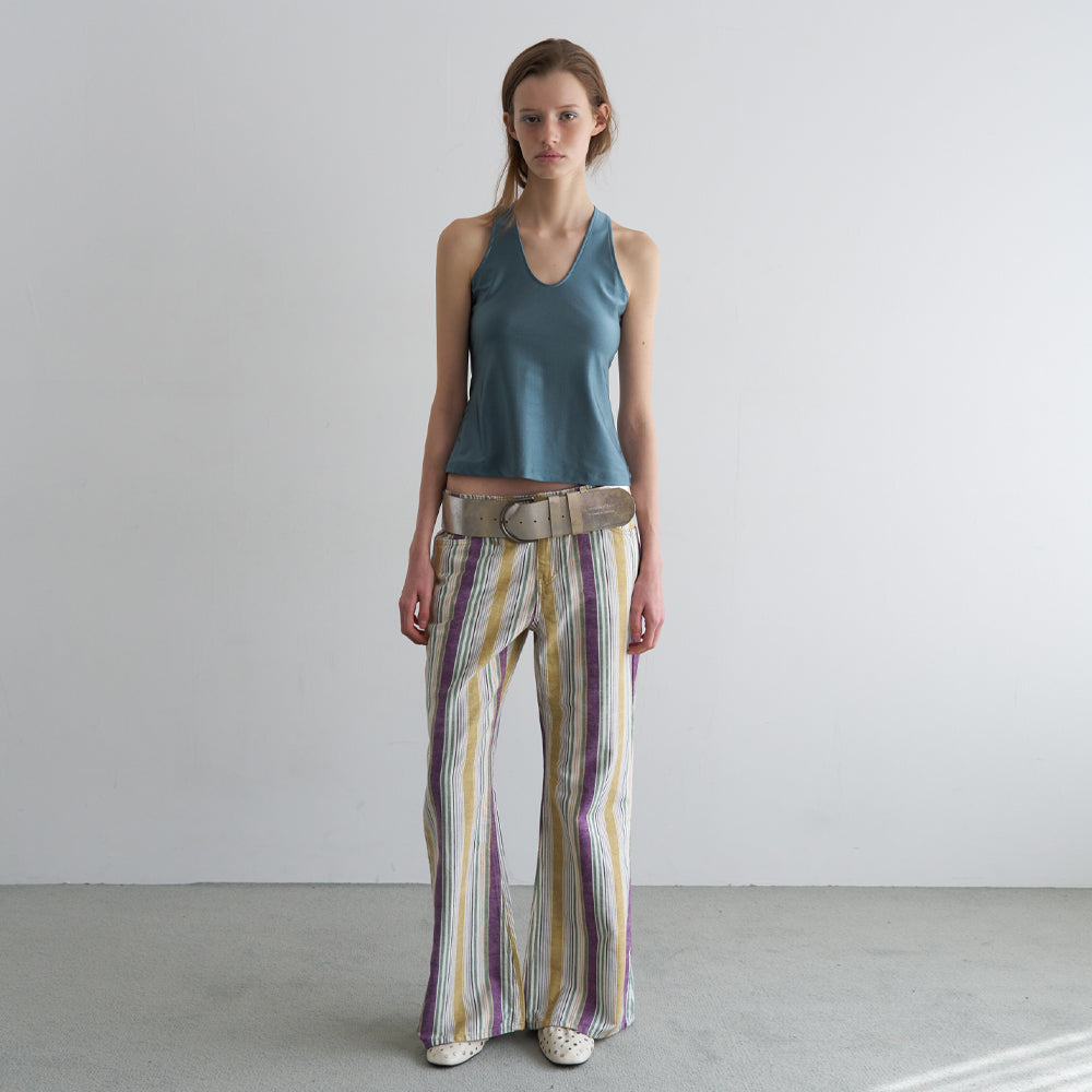 OVERDUE FLAIR GLITTER HALTER TOP_TEAL GREY