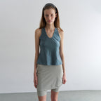 OVERDUE FLAIR GLITTER HALTER TOP_TEAL GREY