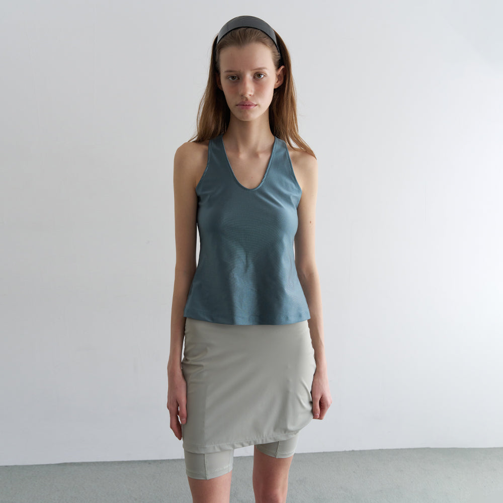 OVERDUE FLAIR GLITTER HALTER TOP_TEAL GREY