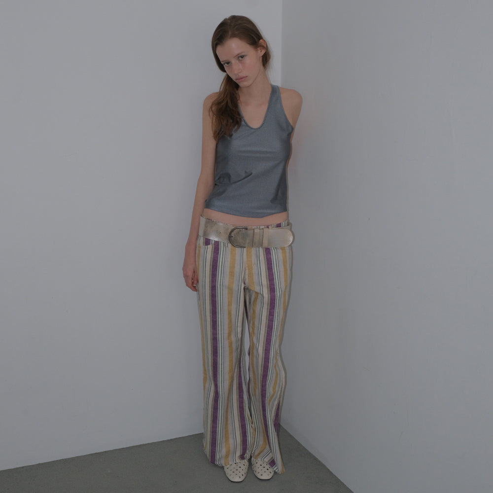 OVERDUE FLAIR GLITTER HALTER TOP_TEAL GREY