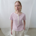 TOAVE Contrast Ribbed Half-Open Tee (Pink)