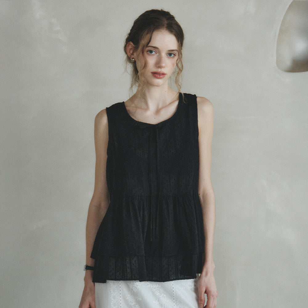 LENINA ARENA flare sleeveless blouse_BLACK